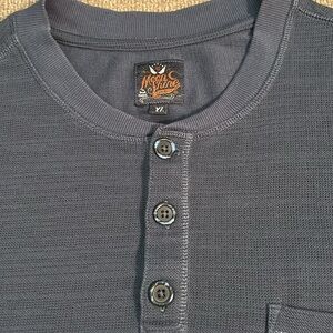 Moon Shine Spirit By Brad Paisley Men's Henley T Shirt Long Sleeve Blue XL